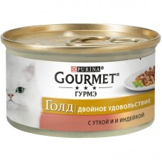 Консервы для кошек Purina Gourmet Gold Двойное удовольствие, утка и индейка, банка, 85 г